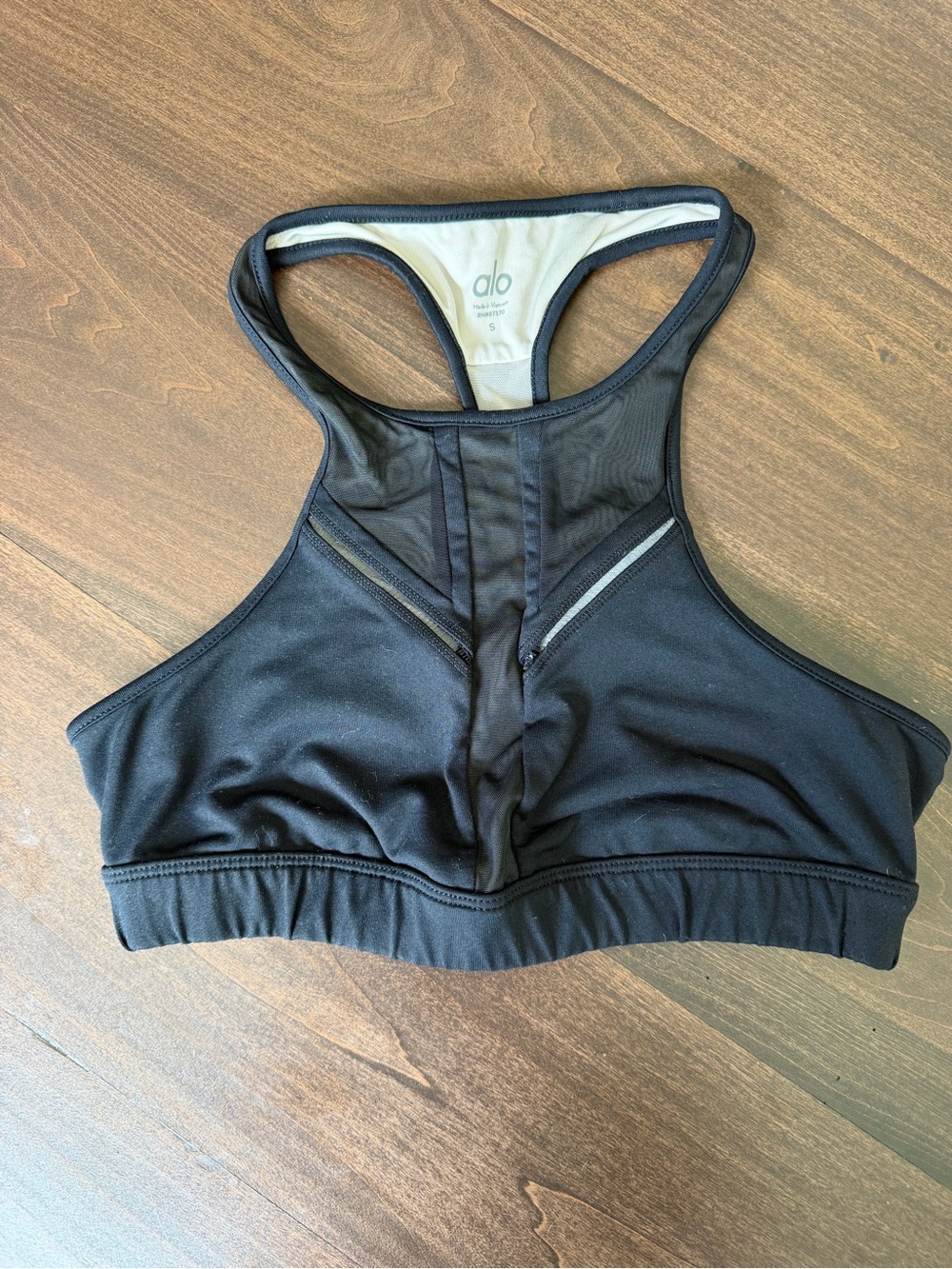 ALO Yoga Black Mesh High-Neck Sports Bra